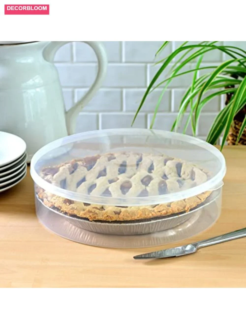 Clear Round Pie Container with Lid, 11 Inch, BPA Free Plastic, Fresh Keeper